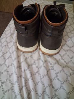 Brown Leather High-Top Sneakers