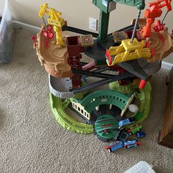 Thomas & Friends Multi-Level Track Set Trains & Cranes Super Tower with Thomas & Percy Engines plus Harold