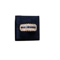 Size 8 Vintage 14K HGE Lind Faux Diamond Sapphire Ring