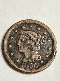 1850 Large One Cent - Antique U.S Coin 