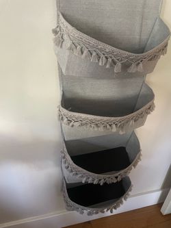 3-Pocket Hanging Wall Organizer with Tassel Trim