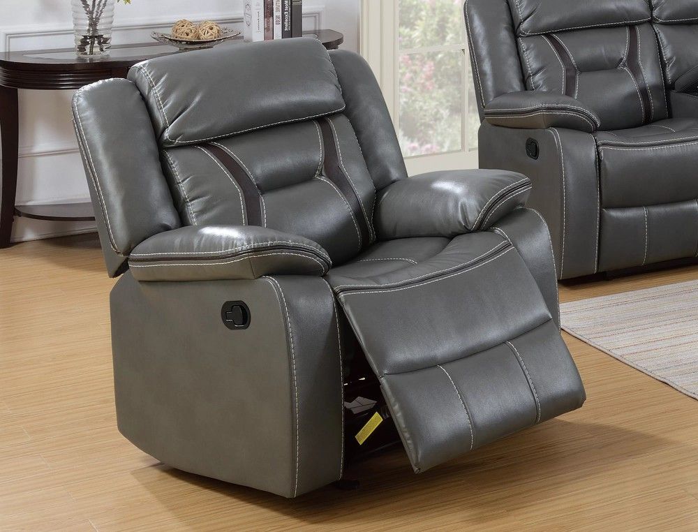 Brand New Gray Soft Synthetic Leather Manual Reclining Chair