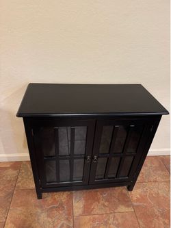 Black Accent Cabinet with Glass Doors - Entry way / Living Room