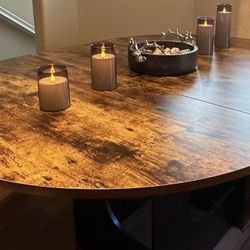 Modern Extendable Round Dining Table with LED Light