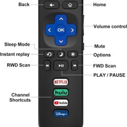 Replacement Remote Control Only for Roku TV, Compatible for TCL Roku/Hisense Roku/Onn Roku/Sharp Roku/Element Roku/Westinghouse Roku/Philips Roku Smar