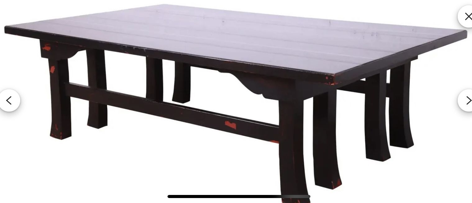 Vintage Baker Furniture Hollywood Regency Chinoiserie Monumental Black Lacquered Coffee Table