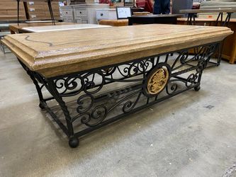Wrought Iron Base Rectangular Coffee Table