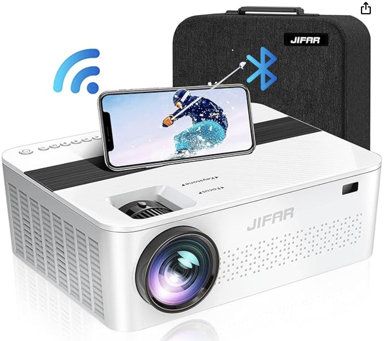 Projector 4K with 5G WiFi Bluetooth 450" Display Movie Dolby Audio Keystone TV Stick iOS Android