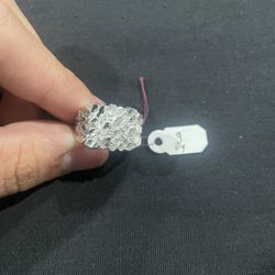 925 Silver Nugget Ring with Diamond cut
