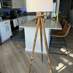 Oak Wood Tripod Floor Lamp