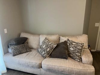 Light Cream 3-Seat Upholstered Sofa