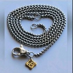 David Yurman Box Chain Necklace 925 Silver 14k Gold DY Tag Adjustable 18-20 Inches 