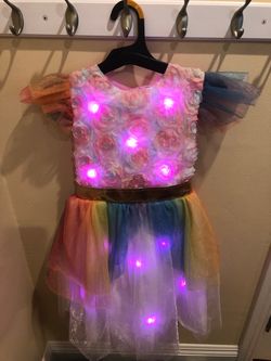 Light-Up Rainbow Tulle Unicorn  Costume Size Small (6-7)