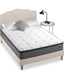 10" Queen Size Hybrid Mattress  + Metal Foldable Base
