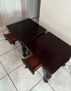 Pair Of Solid Wood End Tables- 24”x24”x20”H
