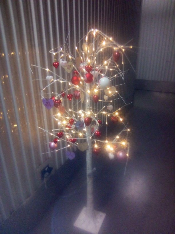 5 Foot Birch White Tree W/Lights Decor With...