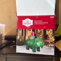 Festive Triceratops - Inflatable Dinosaur 