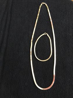 925 Silver Flat Chain 22in & Bracelet 8in