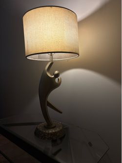 Art Max manufactured/Art Deco looking Lamp works. 40 inches tall x’s 20 inches wide at lamp shade-