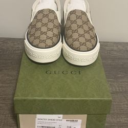 Gucci Tennis 1977 GG Fabric Thick Sole Low Top Casual Sneakers Women's