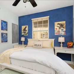 Bombay Co Full Bed and 2 Pottery Barn Side Tables / Desks