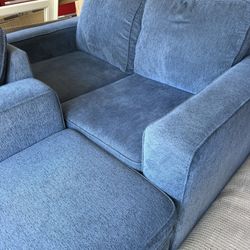 Blue Loveseat, Chair & Storage Ottoman Set – Barely Used – $200