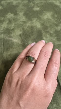 Vintage Green Cabochan Ring - Size 3.5