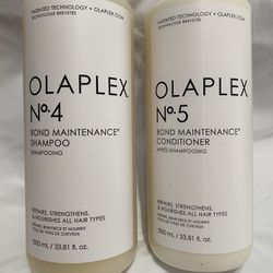 Olaplex No 4 & No. 5 shampoo and conditioner liter bond, maintenance, shampoo, and conditioner 1 liter bottles.