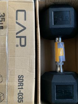 New Pair Of Rubber Hex 35 LB Dumbbells 💪🏾