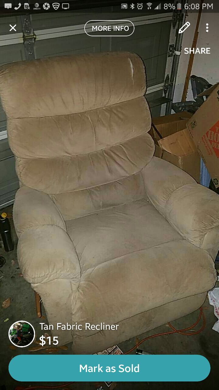 Tan Fabric Recliner from Badcock Furniture