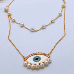 Devil Eye Necklace Plated Gold 18k