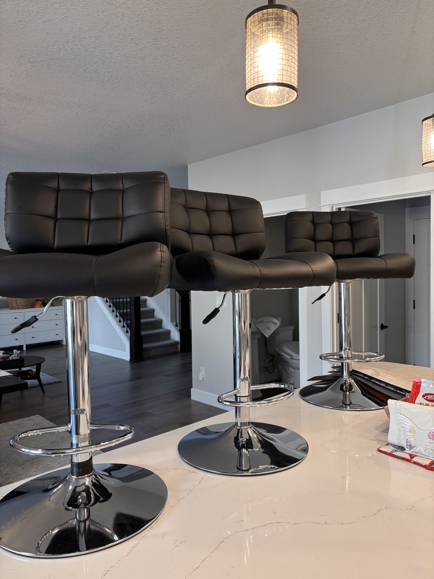Swivel Barstool Adjustable Countertop Chair Set Of 3