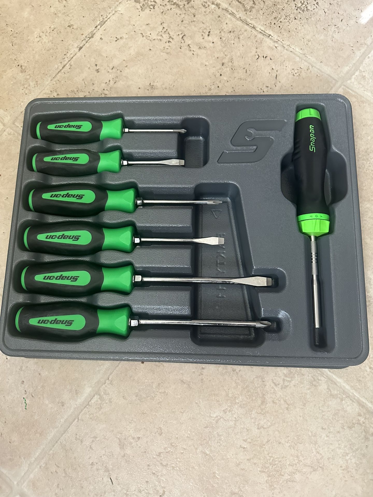Snap On Tools 7pc Green Soft grip Screwdriver Set