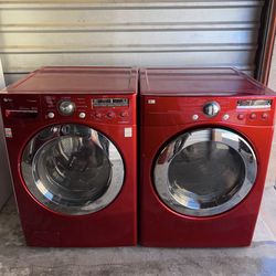 Red LG Washer And Electric Dryer Matching Set
