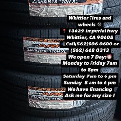 SET OF NEW TIRES, 235/65R18 ARROYO HT , INCLUDING MOUNTING AND BALANCING. ASK ME FOR ANY SIZE OR BRAND