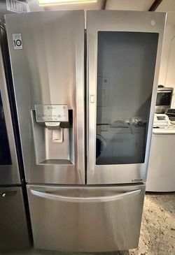 Stainless steel LG 3-door refrigerator for sale; 100% functional, 3-month