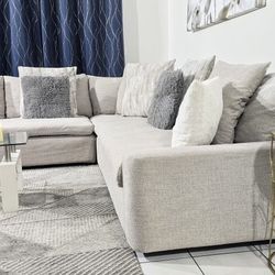 🆓🚚 XL Cloud Sectional 3 Piece Light Grey