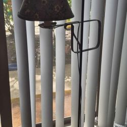 ANTIQUE CAST IRON FLOOR LAMP SWIVEL BASE AND ADJUSTABLE BRIDGE ARM SWING