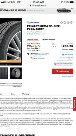 Brand new 225 45 17 Michelin pilot SPORT RUN FLATS TIRES SET OF 4