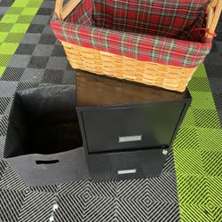 Black Metal File Cabinet 2 / Two Baskets 