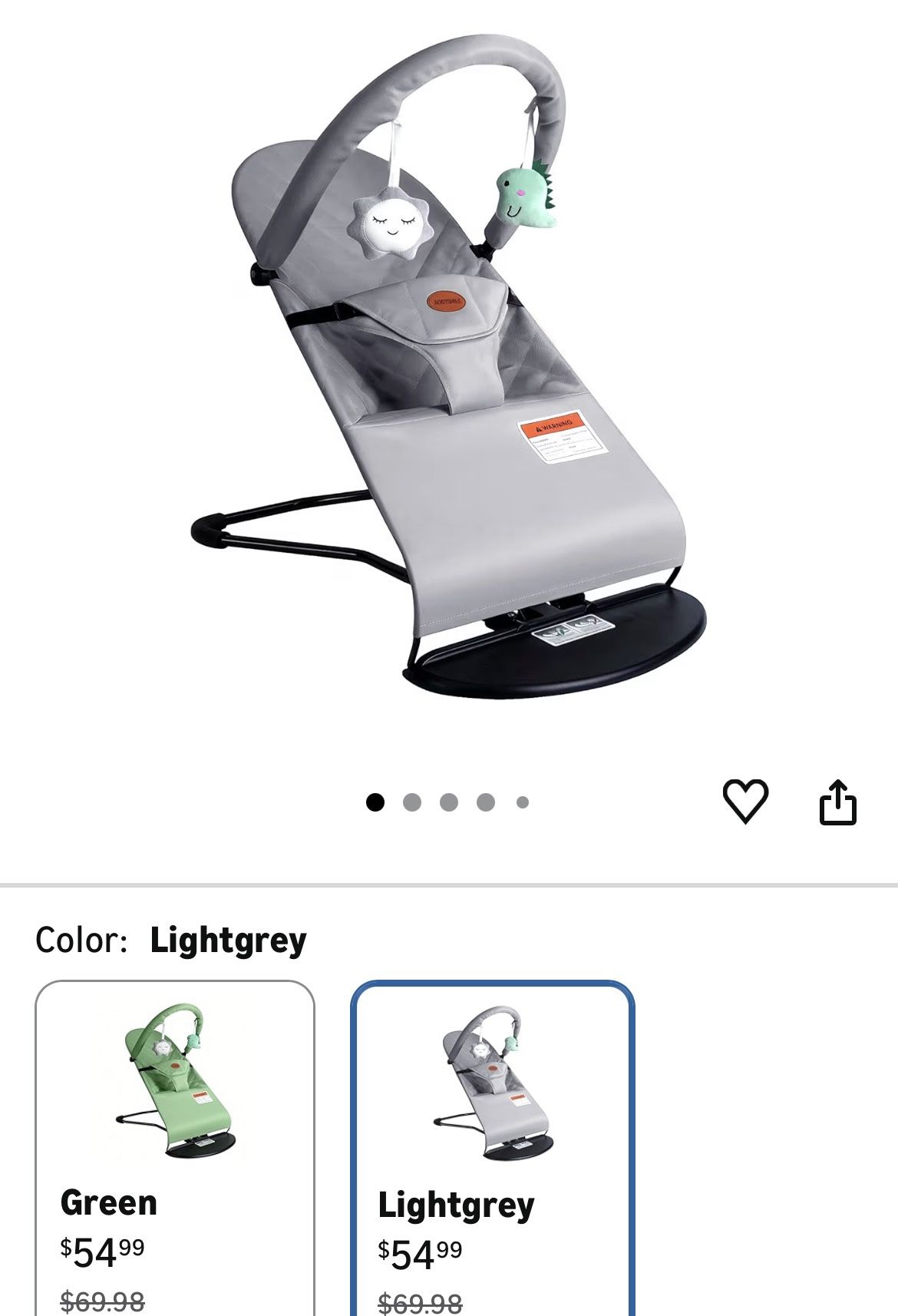 🆕 In 📦 Baby Bouncer Seat for Infants0️⃣-8️⃣Months,Portable Foldable Infant Bouncer Chair with Toy Bar,Washable Fabric,Lightweight Baby Swing,Lightgr