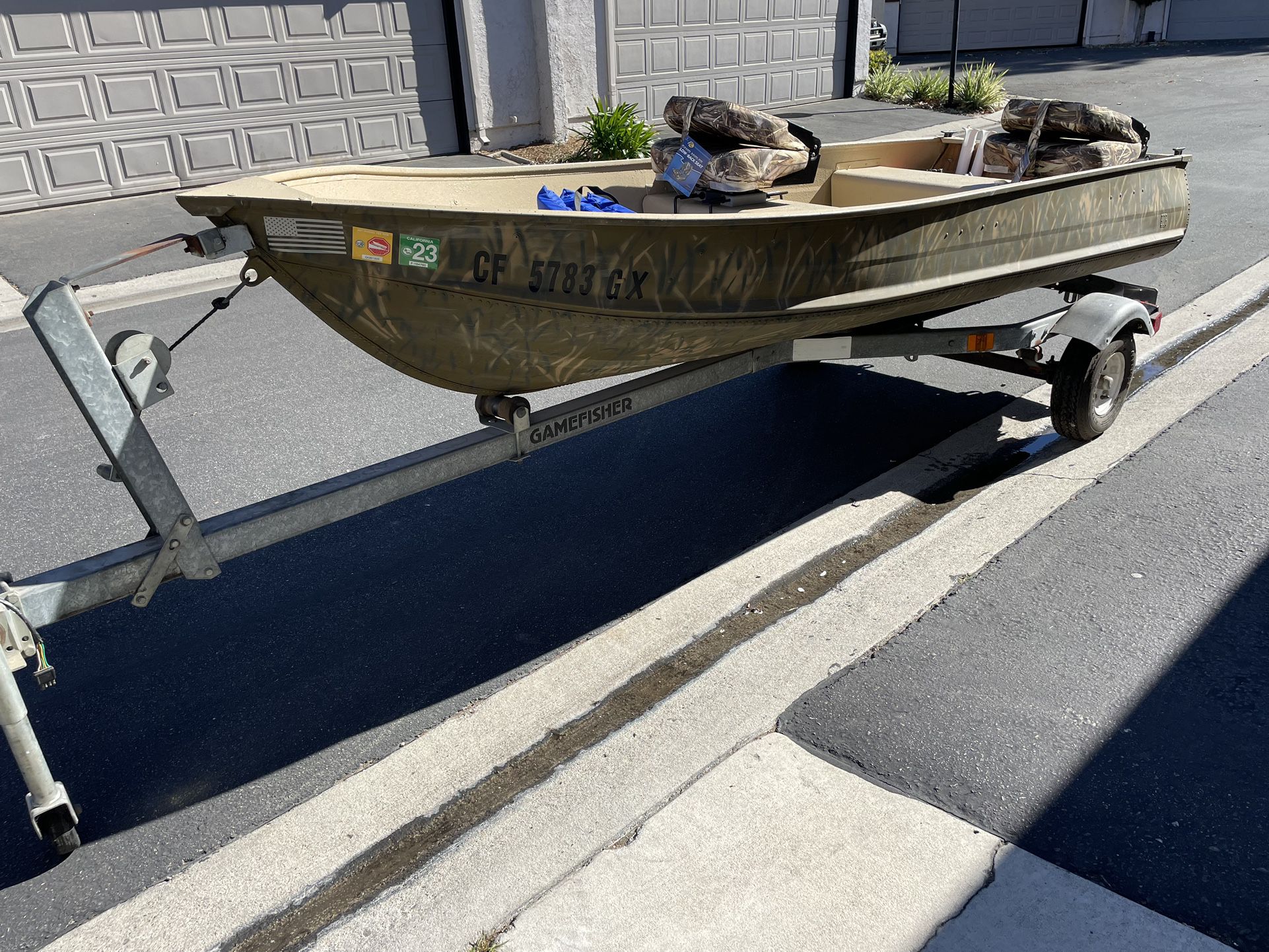 12ft Aluminum Boat With Trailer Camo Hunting Fishing