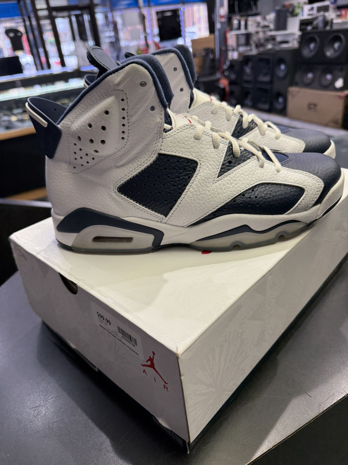 Nike Air Jordan 6 Retro [2024] Olympic White Midnight Navy Red CT8529-164 Men’s-size 9.5 a(contact info removed)9