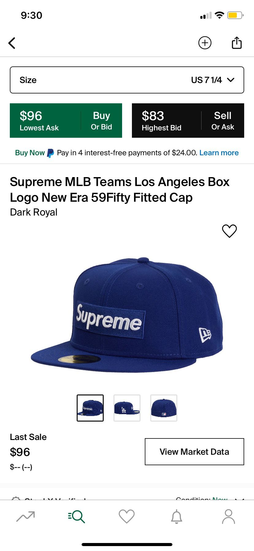 Supreme Mlb Los Angeles Box Logo Fitted Size 7 1/4