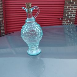 Vetreria Etrusca Tinted Glass Mod Dep Cruet Grape Cluster w/Cork Stopper Italy