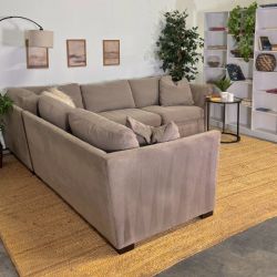 Neutral Down Filled L-Shaped Sectional Couch-FREE DELIVERY
