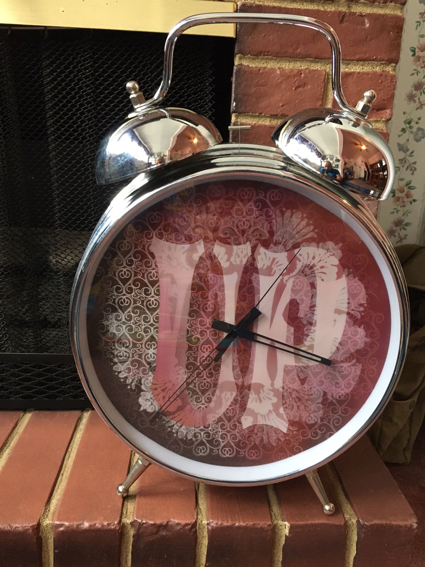 JUMBO Sterling & Noble Chrome Alarm Clock Double Twin Bell Silver Color