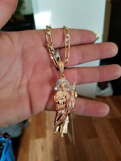 Cadena con dige de San Judas Tadeo de oro laminado