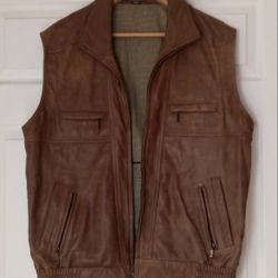 Vintage German Genuine leather zip Vest Jacket