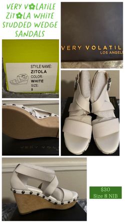 Very Volatile Zitola White Studded Wedge Sandals